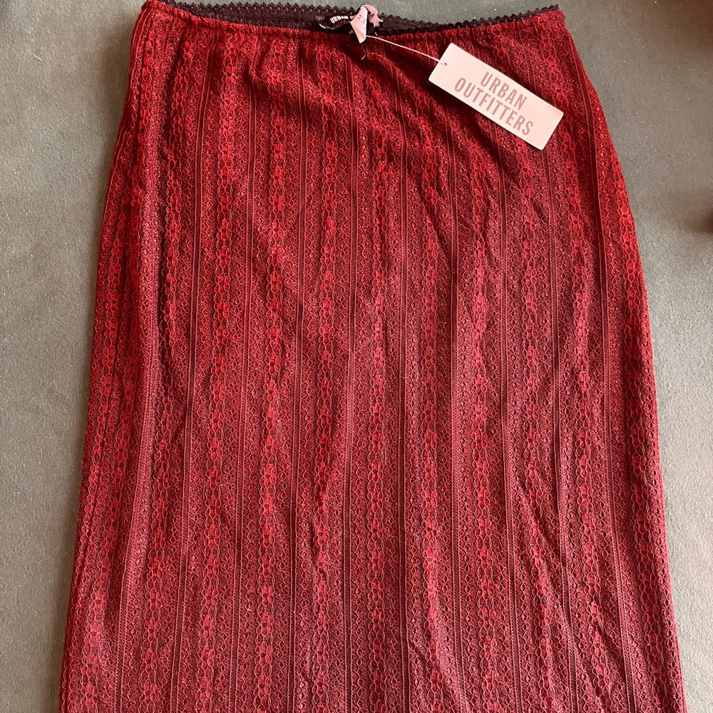 UO Claire Lace Midi Skirt